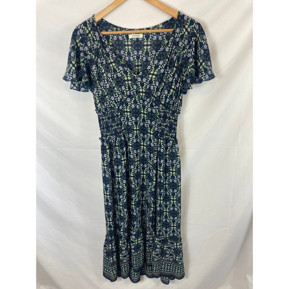 Max Studio Floral Empire Waist Midi Dress